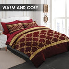 WeCozy Twin Comforter Set with Sheets, 5 Pieces Red Gold Bedding - Image 4