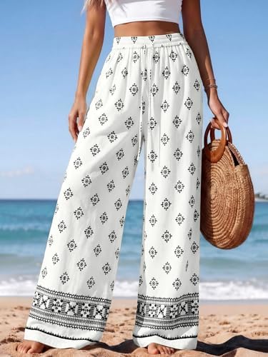 PRETTYGARDEN Womens Pants Elastic Waist Striped Lightweight Palazzo Pant - Image 2