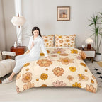 Feelyou Vintage Boho Plant Floral Comforter Set 60S 70S Groovy Comforter - Image 5