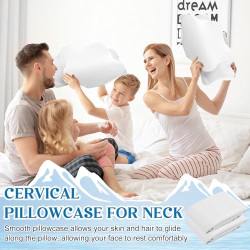 Hahafelt 2 Pcs Cooling Cervical Neck Pillowcase with Envelope Closure (Only Pillowcase) Ergonomic Pillow Case Smooth Soft Cool Case for Side Back Stomach Sleepers(White,Queen Size) - Image 6