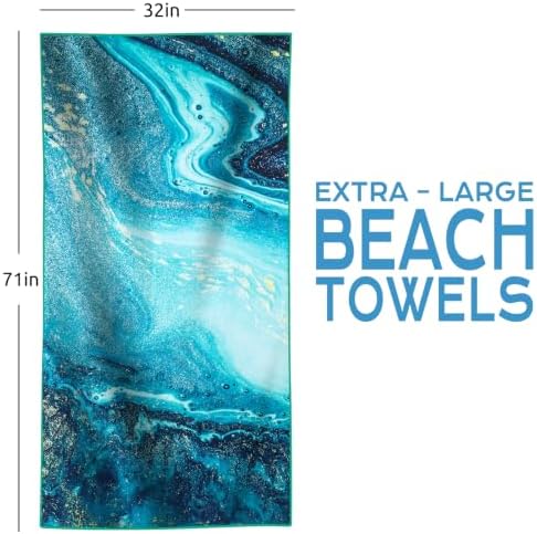 4 Packs Microfiber Oversized Lightweight Thin Beach Towel Sandproof Compact Quick Dry Clearance Towels Extra Large Sand Free Travel Essentials Accessories Women Gift Purple Mandala Turtle Glaxy Coast - Image 6