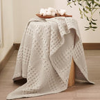 PHF Lightweight 100% Cotton Waffle Throw Blanket for Couch, Light Taupe - Image 6