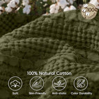 PHF Lightweight 100% Cotton Waffle Blanket for Bed, Twin XL, Capulet Olive - Image 5