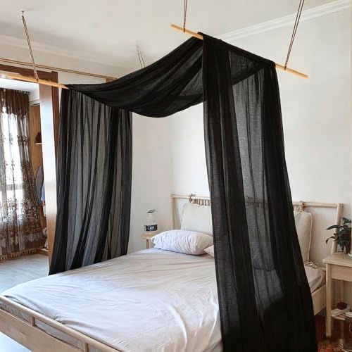 Comtelek Bed Canopy for Girls,King Canopy Bed Curtains with Beds Frame Queen & Full Bed 59 * 255in Black Tulle Gothic Canopy Scarf,Sheer Bed Drapes,Twin Canopy Decor for Baby Crib,Kid Adult Beds - Image 4
