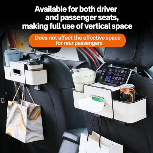 3-in-1 Car Organizers and Storage Box, 2026 Upgraded Car Organizer and Storage Box Back Seat with 2 Cup Holder, Tissue Box, Trash Bin & Hooks, Suitable for Most Car Models (Brown*2pcs) - Image 2