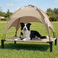 Elevated Dog Bed with Canopy Raised Pet Cot for Large Dogs, Outdoor Dog Cot with Removable Sun Shade Tent, Breathable Mesh Portable Dogs Cot for Camping, Beach, Backyard, Outdoor Use by Lesguyor