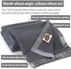 Creswick Woollen Mills 100% Australian Merino Wool Blanket – Soft Warm and Natural with Satin Binding, Breathable Luxury Bedding for All Seasons, (Charcoal, Full/Queen Size) - Image 3