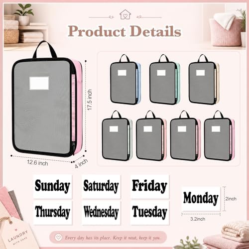 7 Pcs Packing Cubes for Travel Days of Week, Pastel, L - Image 2