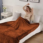SOCHOW Flannel Fleece Blanket Queen Size, All Season Lightweight Super Soft Cozy Blanket for Bed or Couch, Caramel(90inch X90'') - Image 5
