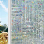 Window Privacy Film Static Cling, Blue Modern Striped Decorative Stained Glass Window Film for French Doors/Wide Windows/Statement Glass Panels, Grid Line Blocks Farmhouse 35.4 x 78.7 Inches - Image 4