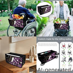 LedBack Universal Walker Accessories White Cat Purple Daisy Walker Seat Covers and Backrest Covers Durable Large Capacity Storage Basket for Wheelchair - Image 5