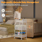 3-Tier Diaper Caddy Organizer & Rolling Cart,Metal Utility Cart with 4+2 Dividers & Lockable Silent Casters, Mobile Storage Cart for Nursery Essentials, Multi-Purpose for Kidsroom Changing Table - Image 4