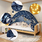 Akiky Bed Tent Bed Canopy Twin Size with Bottom,Kids Tent Indoor Floor with Lights Portable Foldable Bunk Curtains for Girls Boys (Galaxy, Twin) - Image 3