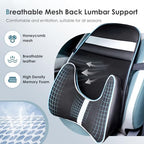 FLORICH Memory Foam Double Layer Breathable Mesh Lumbar Support Ergonomic Leather Lumbar Support Pillow with 3D Mesh Back Support and Adjustable Strap for CarSeat & Office Chair(Black) - Image 3
