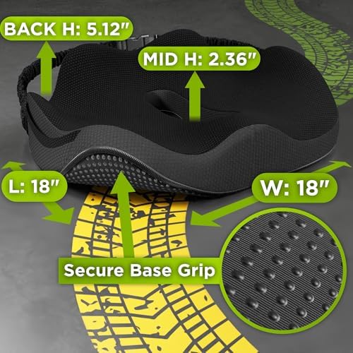 Truckules Medium Big Rig Truck Seat Cushion, Black, Thick Memory Foam - Image 3