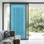Window Privacy Film Frosted, Azure Blue Botanical Non-Adhesive Static Cling Window Tint, Vintage Florals Geometric Minimalist Insulated Windows Frosted Films for Living Room, 35.4 x 78.7 Inches - Image 2