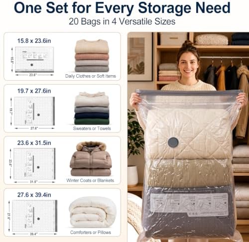 Large Vacuum Storage Bags, Airtight Space Saver with Pump, 20 Co - Image 5