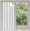 Window Privacy Film Frosted, Navy Blue Striped Non-Adhesive Static Cling Window Tint, Modern Vertical Stripes Minimalist Insulated Windows Frosted Films for Living Room, 35.4 x 78.7 Inches by Unknown