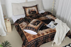 Castle Fairy Bear Print Full Size Comforter Set,Wild Animal Hunt Pine Trees Retro Bedding Comforters Bedroom Collection,Rustic Grid Plaid Cabin Decor Bedding Set for Girls Teens - Image 6