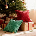 Greek Velvet Euro Sham Covers Set of 2 26x26 Luxury Soft Solid Pillow Covers for Living Room Bedroom Yard,Red - Image 3