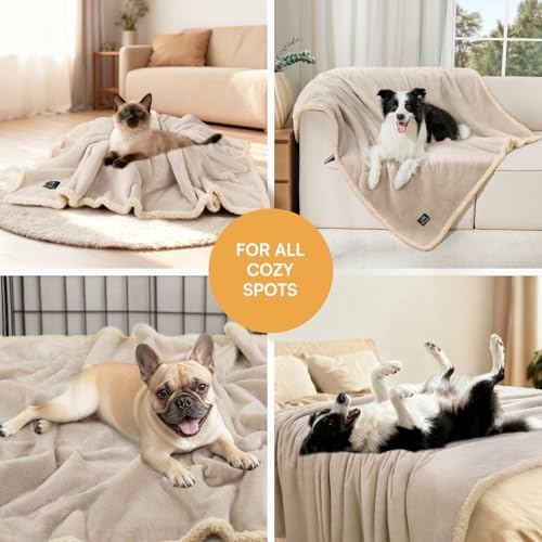 Luciphia Waterproof Pet Blanket, Liquid Pee Proof Dog Blanket for Sofa Bed Couch, Reversible Sherpa Fleece Furniture Protector Cover for Small Medium Large Dogs Cats, Grey Beige X-Large（85" x 57"） - Image 6