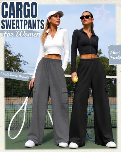 Ficerd 4 Pack Women's Cargo Sweatpants Stretchy Pull On Pants - Image 2