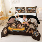 Erosebridal Happy Camping Camper King Size Bedding Set, Camping Lover Gifts Bed Comforter Sets for Kids Girls Boys, Outdoor RV Travel Trailer Quilt Duvet Set, Forest Theme Room Decor - Image 6