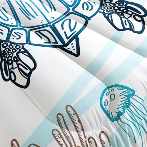 HOSIMA Kids Sea Turtle Comforter Queen,Coastal Bedding with 2 Pillowcases. - Image 6