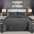 Twin Quilt Set Bedspread Coverlet Microfiber Bedding Leaf Charcoal 68x86 by IRImperialRooms