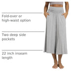 ODODOS Women's Wide Leg Palazzo Lounge Cropped Pants with Pockets Light Weight Comfy Pajama Capri Pants-20/22"/ 24" Inseam - Image 4