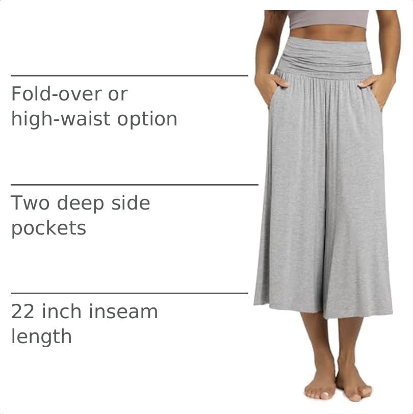 ODODOS Women's Wide Leg Palazzo Lounge Cropped Pants with Pockets Light Weight Comfy Pajama Capri Pants-20/22"/ 24" Inseam - Image 4