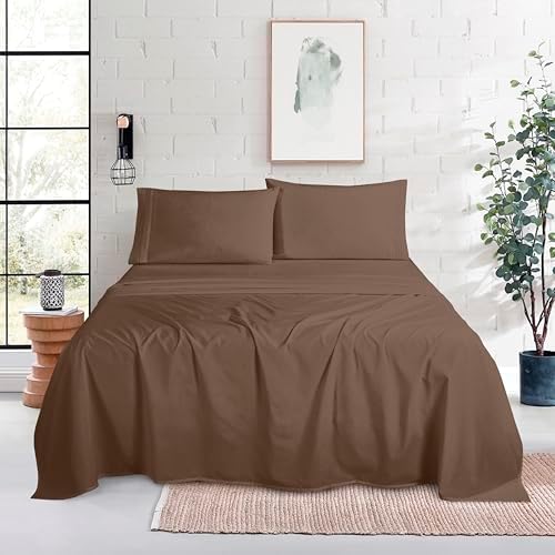 Mocassi King Size 4-Piece Bed Sheet Set - 1800 Premium Hotel Quality Microfiber 18-24 Inches Extra Deep Pocket Fitted Sheet- Luxury Soft, Breathable, Wrinkle, and Fade Resistant, Taupe - Image 2