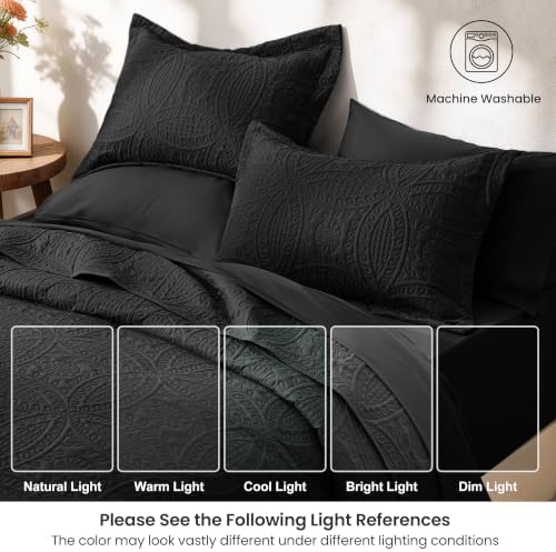Love's cabin Quilts for Queen Bedspreads, 7 Pieces Bed in a Bag, Black - Image 6