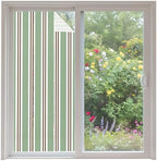 Window Privacy Film Frosted, Green Brown Striped Non-Adhesive Static Cling Window Tint, Modern Farmhouse Vertical Stripes Insulated Windows Frosted Films for Living Room, 35.4 x 78.7 Inches by Unknown