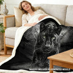 Black Panther Sherpa Blanket Dark Animal Print Throw Blanket for Men Bedroom Gamer Room Decor Soft Fuzzy Warm Cozy 50x60 Inches Luxury Wildlife Design Gift for Birthday Housewarming Anniversary - Image 2