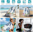 Beach Towel Bag 2 in 1 Ocean Seahorse Bath Pool Towels Backpack Marine Life Coral Absorbent Beach Towel Soft Quick Dry Lightweight Packable Towels Drawstring Bag for Travel Camping Sports Yoga Picnic - Image 5