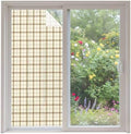 Window Privacy Film Frosted, Beige Brown Plaid Non-Adhesive Static Cling Window Tint, Vintage Farmhouse Checkered Rustic Insulated Windows Frosted Films for Living Room, 35.4 x 78.7 Inches by Unknown