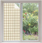 Window Privacy Film Frosted, Beige Brown Plaid Non-Adhesive Static Cling Window Tint, Vintage Farmhouse Checkered Rustic Insulated Windows Frosted Films for Living Room, 35.4 x 78.7 Inches by Unknown