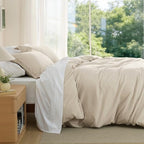 Bedsure Oversized King Duvet Cover, Soft Double Brushed Bedding Set, Beige - Image 4
