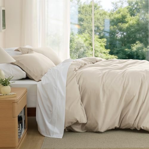 Bedsure Oversized King Duvet Cover, Soft Double Brushed Bedding Set, Beige - Image 4
