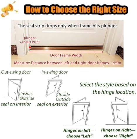 Automatic Door Sweeping Bottom Aluminum Alloy, 23in - 40in Surface Mount Type - Suitable for Door Bottom Sealing Sound Insulation Windproof Dustproof Light Blocking(Gold,78cm/30.7in) - Image 6