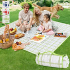 Alvantor® Extra Large Picnic Blanket, 80"x80" Waterproof Outdoor Blanket, Foldable Camping Blanket with Hook & Loop Straps, Portable for Beach, Park, Travel, Sandproof, Soft & Durable,Green by Alvantor