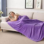 SOCHOW Flannel Fleece Blanket Queen Size, Purple, 90x90 inches - Image 2
