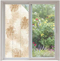 Window Privacy Film Frosted, Beige Palm Trees Tropical Non-Adhesive Static Cling Window Tint, Summer Beach Botanical Insulated Windows Frosted Films for Living Room, 35.4 x 78.7 Inches by Unknown