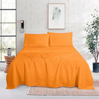 Mocassi Twin Size 4-Piece Bed Sheet Set - 1800 Premium Hotel Quality Microfiber 18-24 Inches Extra Deep Pocket Fitted Sheet- Luxury Soft, Breathable, Wrinkle, and Fade Resistant, Orange - Image 2