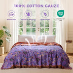 LUTBM Boho Throw Blanket for Bed 60"x80", 100% Cotton Purple Couch Blankets - Image 2