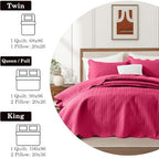 King Quilt Set Bedspread Coverlet Bedding Leaf Hot Pink 106"x96" - Image 5
