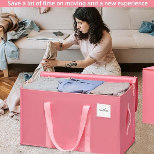 Moving Bags Heavy Duty Bubblegum Pink – Large Packing Bags for Moving, Extra Large Storage Totes with Zippers and Handles - Image 4
