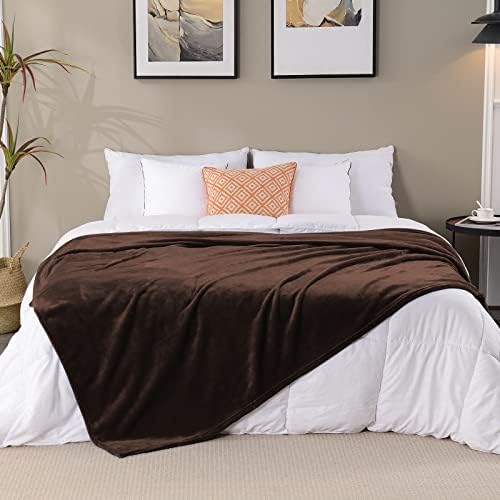 SOCHOW Flannel Fleece Blanket Queen Size, All Season Lightweight Super Soft Cozy Blanket for Bed or Couch, Brown 90inch X90'' - Image 6