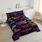 Butterfly Bedding Set, Gothic Ombre Dragonfly Comforter Set for Kids Teens, Gradient Rainbow Death Moth Bedding Comforter Sets Halloween Decoration Bedding, Psychedelic Colorful Wildlife Quilt, King - Image 4